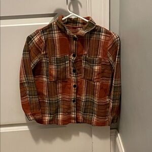 Plaid Kids Shirt in Brown and Orange